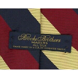 Vintage Brooks Brothers Makers Red, Navy, & Gold Striped Men's Tie W 4"